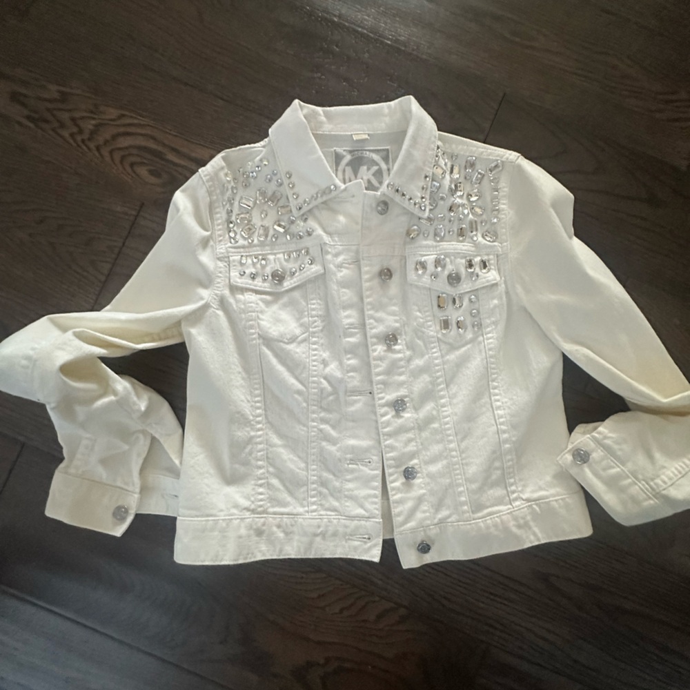 Michael Kors Embellished White Denim Jacket